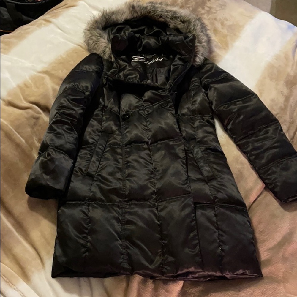 Thigh length satin Guess down jacket size Small